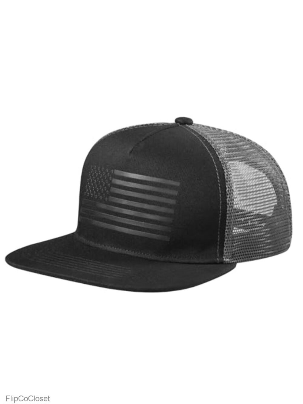 Snapback Trucker Hat Adjustable Flat Bill Mesh Baseball Cap American Flag